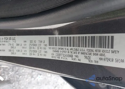 2020 Ram 1500 Lone Star 4X4 5'7 Box from USA, damaged, VIN 1C6SRFFT2LN103468